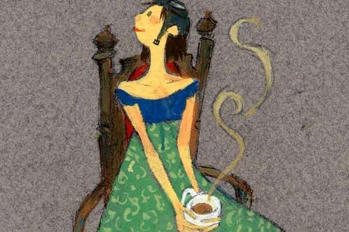 دختری با فنجان قهوه
