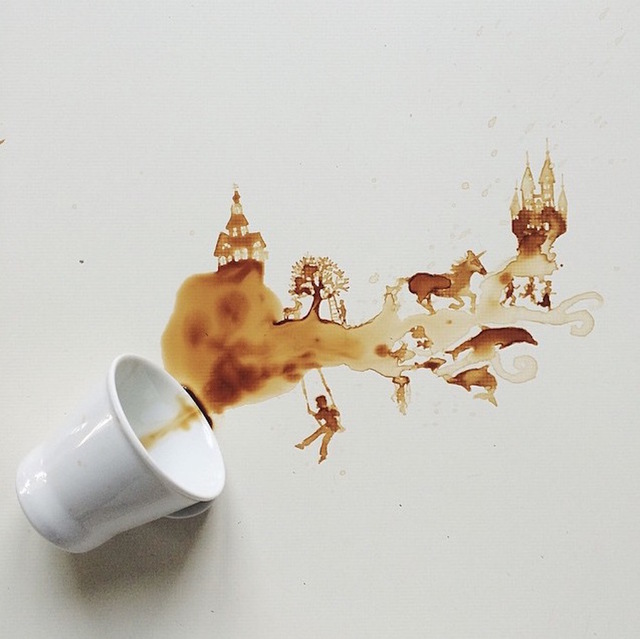 نقاشی با لکه قهوه