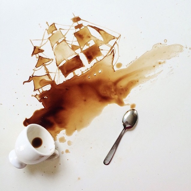 نقاشی با لکه قهوه
