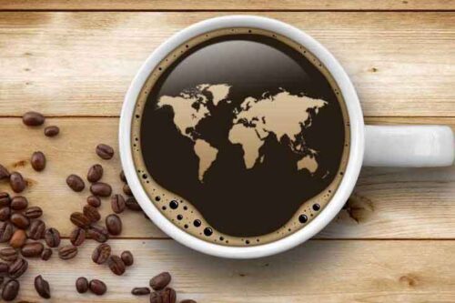 نقشه جهان در فنجان قهوه